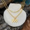 imageCicy Bell Womens Lucky Number Necklace 18k Gold Plated Dainty 444777 Chain Layering Necklace Gifts 177 with 2 ExtenderStyle BGold