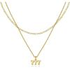 imageCicy Bell Womens Lucky Number Necklace 18k Gold Plated Dainty 444777 Chain Layering Necklace Gifts 177 with 2 ExtenderStyle BGold