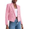imageCicy Bell Women Double Breasted Cropped Tweed Blazer Jackets Lapel Open Front Long Sleeve Business Suit Jackets with PocketPink