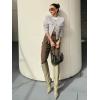 imageCicy Bell Womens Cropped Tweed Blazer Jackets Collarless Button Down Business Casual Outfits with PocketsLight Grey