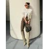 imageCicy Bell Womens Cropped Tweed Blazer Jackets Collarless Button Down Business Casual Outfits with PocketsWhite