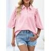 imageCicy Bell Womens Summer Button Down Shirts Short Ruffle Puff Sleeve Cotton Blouses Dressy Casual Ladies TopsLight Pink