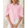 imageCicy Bell Womens Summer Button Down Shirts Short Ruffle Puff Sleeve Cotton Blouses Dressy Casual Ladies TopsLight Pink