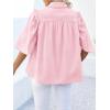 imageCicy Bell Womens Summer Button Down Shirts Short Ruffle Puff Sleeve Cotton Blouses Dressy Casual Ladies TopsLight Pink