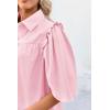 imageCicy Bell Womens Summer Button Down Shirts Short Ruffle Puff Sleeve Cotton Blouses Dressy Casual Ladies TopsLight Pink