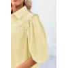 imageCicy Bell Womens Summer Button Down Shirts Short Ruffle Puff Sleeve Cotton Blouses Dressy Casual Ladies TopsLight Yellow