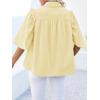 imageCicy Bell Womens Summer Button Down Shirts Short Ruffle Puff Sleeve Cotton Blouses Dressy Casual Ladies TopsLight Yellow