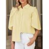 imageCicy Bell Womens Summer Button Down Shirts Short Ruffle Puff Sleeve Cotton Blouses Dressy Casual Ladies TopsLight Yellow