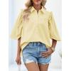 imageCicy Bell Womens Summer Button Down Shirts Short Ruffle Puff Sleeve Cotton Blouses Dressy Casual Ladies TopsLight Yellow