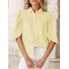 imageCicy Bell Womens Summer Button Down Shirts Short Ruffle Puff Sleeve Cotton Blouses Dressy Casual Ladies TopsLight Yellow