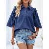 imageCicy Bell Womens Summer Button Down Shirts Short Ruffle Puff Sleeve Cotton Blouses Dressy Casual Ladies TopsNavy