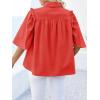 imageCicy Bell Womens Summer Button Down Shirts Short Ruffle Puff Sleeve Cotton Blouses Dressy Casual Ladies TopsOrange Red