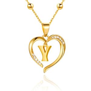 imageCicy Bell Womens Initial Necklace for Women 18k Gold Plated Shell Personalized Letter Pendant Necklace 177 with 2 ExtenderStyle 2YGold