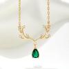 imageCicy Bell 18k Gold Plated Christmas Necklace Reindeer Zircon Gemstone Pendant Necklaces 15quot2quotGreen