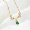 imageCicy Bell 18k Gold Plated Christmas Necklace Reindeer Zircon Gemstone Pendant Necklaces 15quot2quotGreen