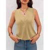 imageCicy Bell Women V Neck Tank Tops Dressy Casual Summer Loose Fit Sleeveless Shirts BlouseKhaki