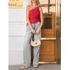 imageCicy Bell Womens One Shoulder Tank Tops Summer Going Out Tops Ruched Asymmetrical Sleeveless ShirtsRed