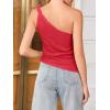 imageCicy Bell Womens One Shoulder Tank Tops Summer Going Out Tops Ruched Asymmetrical Sleeveless ShirtsRed