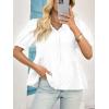 imageCicy Bell Womens Peplum Puff Sleeve Tops Dressy Casual Summer Textured Blouses V Neck Ruffle Pleated ShirtsWhite
