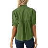 imageCicy Bell Womens Puff Sleeve V Neck Blouse Babydoll Peplum Tops Dressy Casual Pleated Loose Fit ShirtsOlive Green
