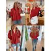 imageCicy Bell Womens Puff Sleeve V Neck Blouse Babydoll Peplum Tops Dressy Casual Pleated Loose Fit ShirtsRed