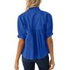 imageCicy Bell Womens Puff Sleeve V Neck Blouse Babydoll Peplum Tops Dressy Casual Pleated Loose Fit ShirtsRoyal Blue