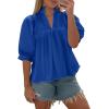 imageCicy Bell Womens Puff Sleeve V Neck Blouse Babydoll Peplum Tops Dressy Casual Pleated Loose Fit ShirtsRoyal Blue
