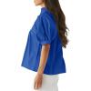 imageCicy Bell Womens Puff Sleeve V Neck Blouse Babydoll Peplum Tops Dressy Casual Pleated Loose Fit ShirtsRoyal Blue
