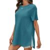 imageCicy Bell Womens Short Sleeve Tunic Tops Summer Crew Neck Side Split T Shirts Casual Loose Fit Basic Tees ShirtsBlue
