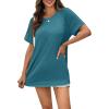 imageCicy Bell Womens Short Sleeve Tunic Tops Summer Crew Neck Side Split T Shirts Casual Loose Fit Basic Tees ShirtsBlue