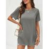imageCicy Bell Womens Short Sleeve Tunic Tops Summer Crew Neck Side Split T Shirts Casual Loose Fit Basic Tees ShirtsLight Grey