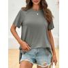 imageCicy Bell Womens Short Sleeve Tunic Tops Summer Crew Neck Side Split T Shirts Casual Loose Fit Basic Tees ShirtsLight Grey