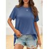 imageCicy Bell Womens Short Sleeve Tunic Tops Summer Crew Neck Side Split T Shirts Casual Loose Fit Basic Tees ShirtsNavy