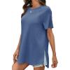 imageCicy Bell Womens Short Sleeve Tunic Tops Summer Crew Neck Side Split T Shirts Casual Loose Fit Basic Tees ShirtsNavy