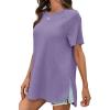 imageCicy Bell Womens Short Sleeve Tunic Tops Summer Crew Neck Side Split T Shirts Casual Loose Fit Basic Tees ShirtsPurple