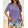 imageCicy Bell Womens Short Sleeve Tunic Tops Summer Crew Neck Side Split T Shirts Casual Loose Fit Basic Tees ShirtsPurple