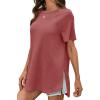 imageCicy Bell Womens Short Sleeve Tunic Tops Summer Crew Neck Side Split T Shirts Casual Loose Fit Basic Tees ShirtsRed