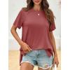 imageCicy Bell Womens Short Sleeve Tunic Tops Summer Crew Neck Side Split T Shirts Casual Loose Fit Basic Tees ShirtsRed