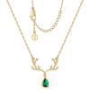 imageCicy Bell 18k Gold Plated Christmas Necklace Reindeer Zircon Gemstone Pendant Necklaces 15quot2quotGreen