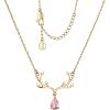 imageCicy Bell 18k Gold Plated Christmas Necklace Reindeer Zircon Gemstone Pendant Necklaces 15quot2quotPink