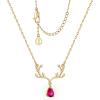 imageCicy Bell 18k Gold Plated Christmas Necklace Reindeer Zircon Gemstone Pendant Necklaces 15quot2quotRed