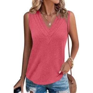 imageCicy Bell Women V Neck Tank Tops Dressy Casual Summer Loose Fit Sleeveless Shirts BlousePink