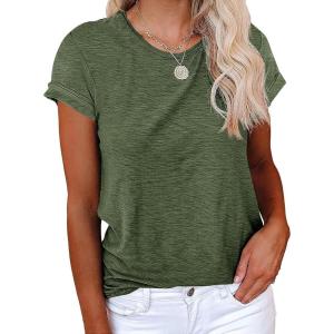 imageCicy Bell Womens Short Sleeve Shirts Crewneck Loose Casual Summer Basic Tees TopsGreen