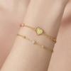 imageCicy Bell Gold Initial Bracelets for Women Dainty 18K Gold Plated Layered Cubic Zirconia Bracelet Personalized 26 Alphabet Monogram Charm BraceletStyle 1BGold