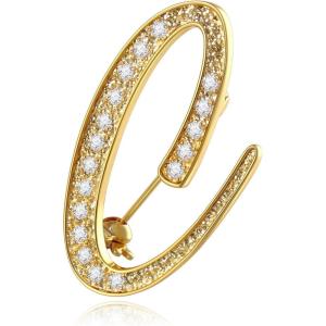 imageCicy Bell AZ Initial 26 Letter Brooch Pins 18k Gold Plated Cubic Zirconia Breastpin Name Personalized Gifts for Women MenGoldC