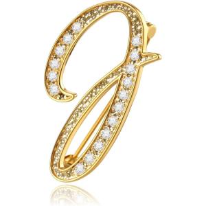 imageCicy Bell AZ Initial 26 Letter Brooch Pins 18k Gold Plated Cubic Zirconia Breastpin Name Personalized Gifts for Women MenGoldJ
