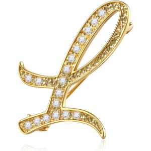 imageCicy Bell AZ Initial 26 Letter Brooch Pins 18k Gold Plated Cubic Zirconia Breastpin Name Personalized Gifts for Women MenGoldL