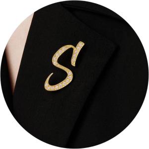 imageCicy Bell AZ Initial 26 Letter Brooch Pins 18k Gold Plated Cubic Zirconia Breastpin Name Personalized Gifts for Women MenGoldS