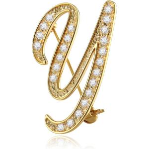 imageCicy Bell AZ Initial 26 Letter Brooch Pins 18k Gold Plated Cubic Zirconia Breastpin Name Personalized Gifts for Women MenGoldY