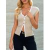 imageCicy Bell Womens Cute Going Out Tops Ribbed Button Up Tank Tops Cap Sleeve Sweater Vest Summer Sexy OutfitsBeige